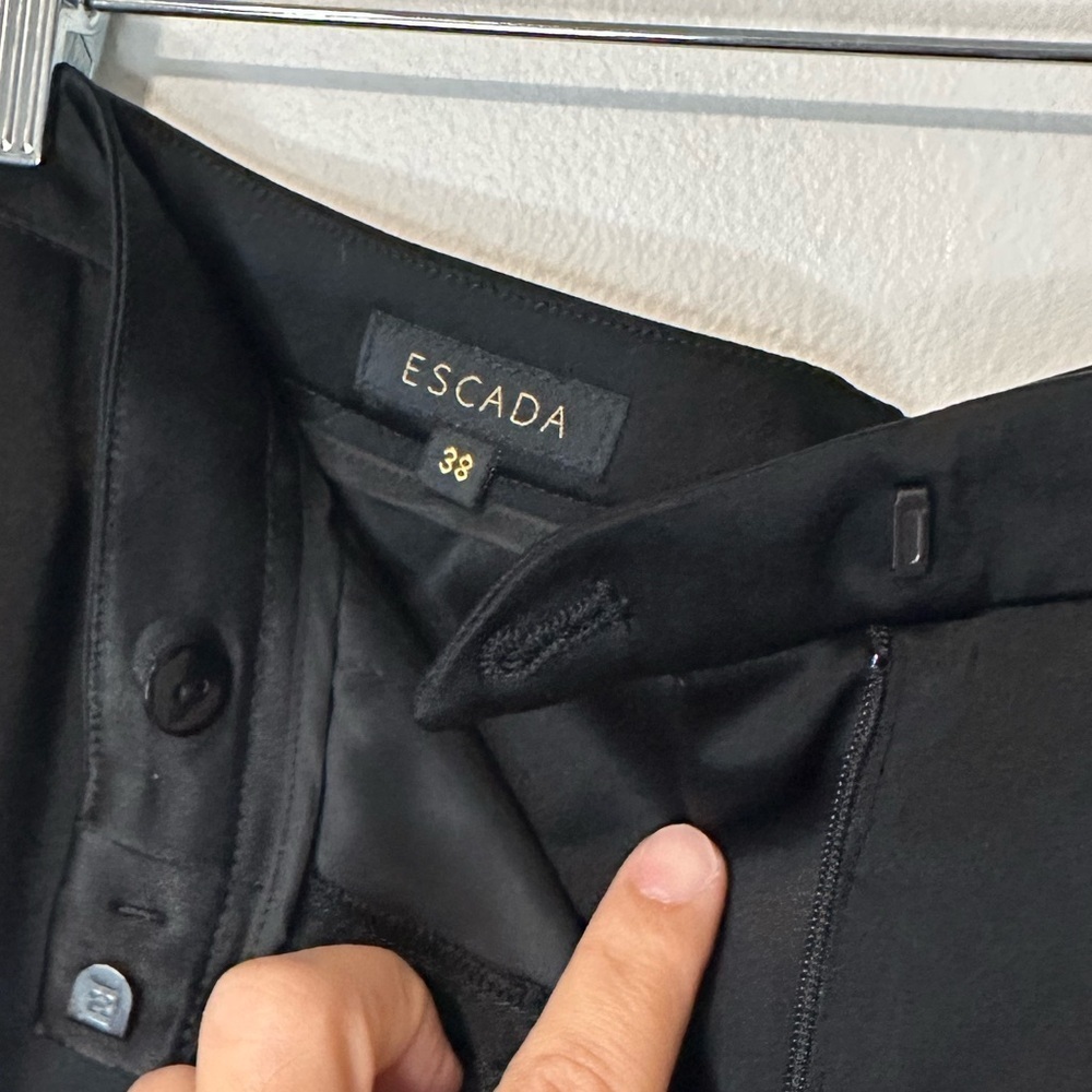 ESCADA Talika Black Satin Trousers‎ Pockets Old Money Preppy Pants Sz 38 - Picture 5 of 6